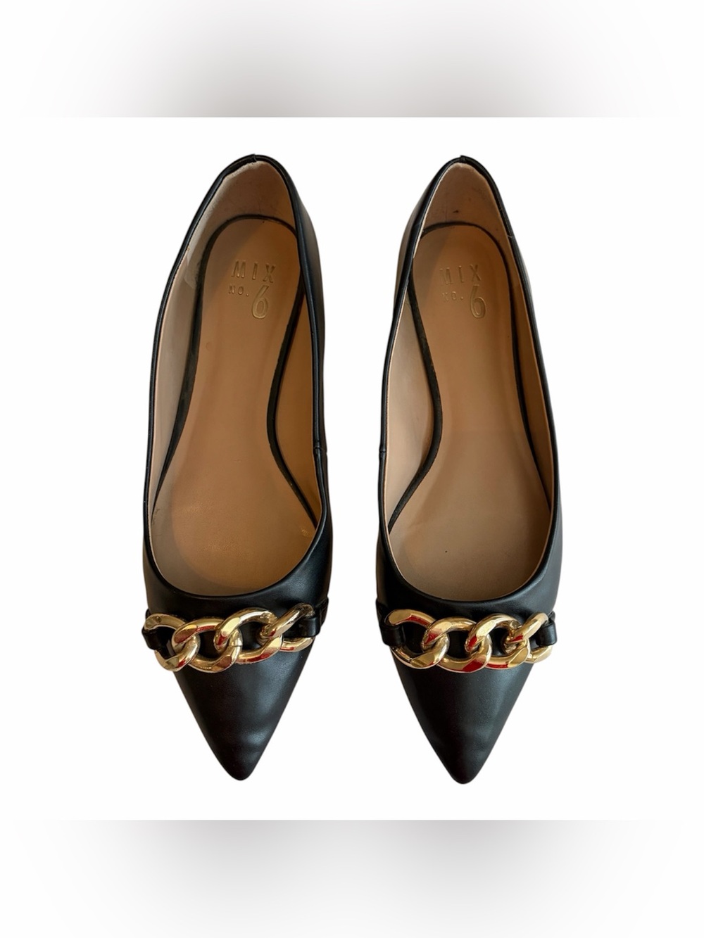 Mix No. 6 Incel Chain Flats Black Size 9 Point Toe